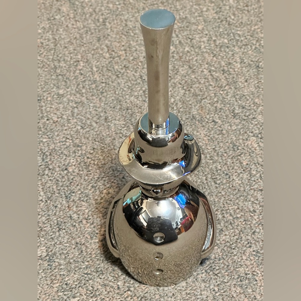 Crate & Barrel Christmas Polished Silver Metal 8” Snowman Dinner Bell